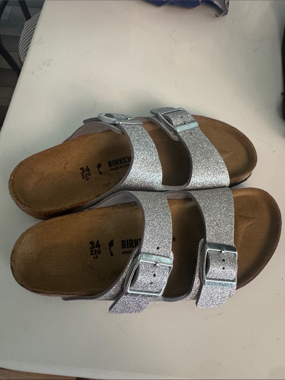 Birkenstock Kids Silver Glitter Double-Buckle Sandals
